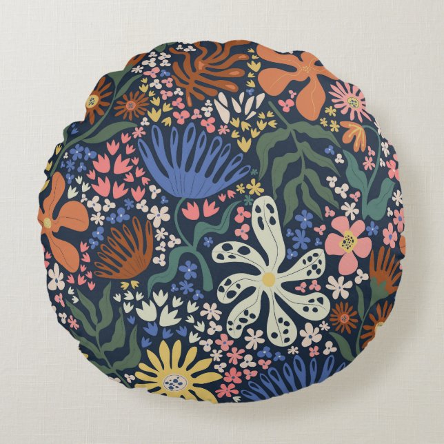 Botanical Boho Round Cushion (Front)