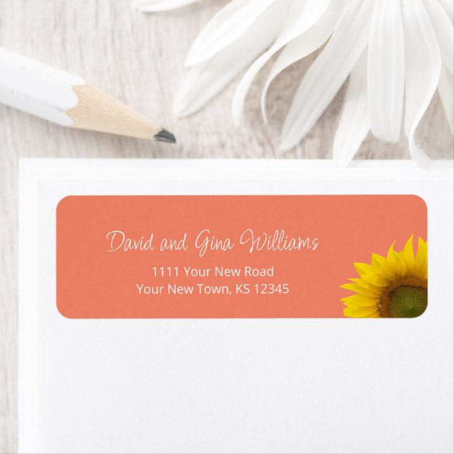 Botanical Boho Sunflower Peach Return Address (Insitu)