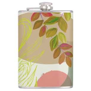 Botanical Boho Yellow Green Hip Flask