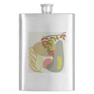 Botanical Boho Yellow Green Hip Flask
