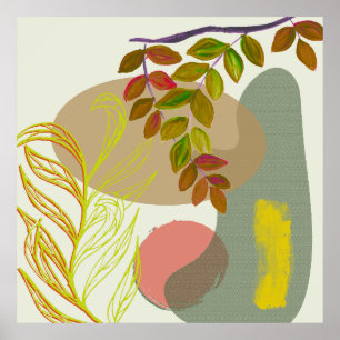 Botanical Boho Yellow Green Poster