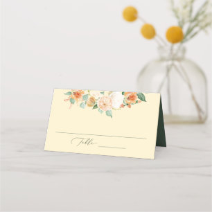 Botanical Boho Yellow Greenery Floral Wedding Place Card