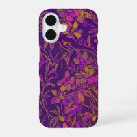 Botanical Bold Floral Pattern in Dark Purple