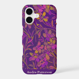 Botanical Bold Floral Pattern Purple Personalised