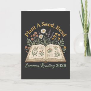 Botanical Book Lover Cottagecore Wildflower Summer Card