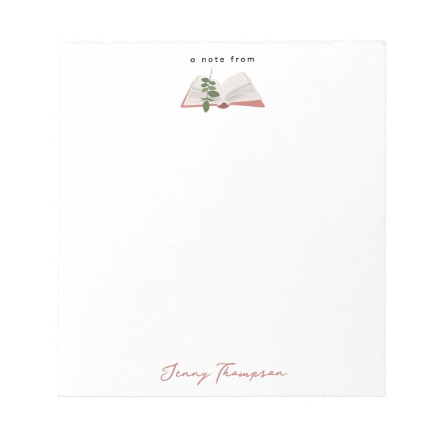 Botanical Books & Library Reading Custom Name Notepad (Front)