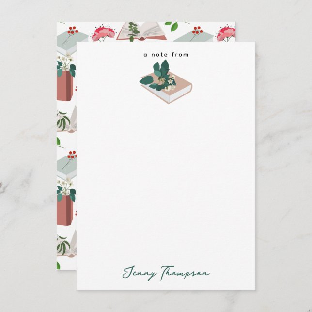 Botanical Books & Library Reading Pattern Card (Front/Back)