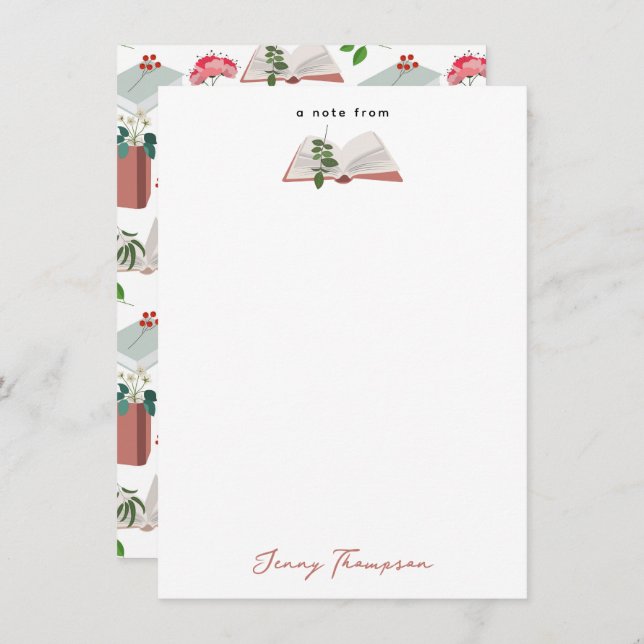 Botanical Books & Library Reading Pattern Card (Front/Back)