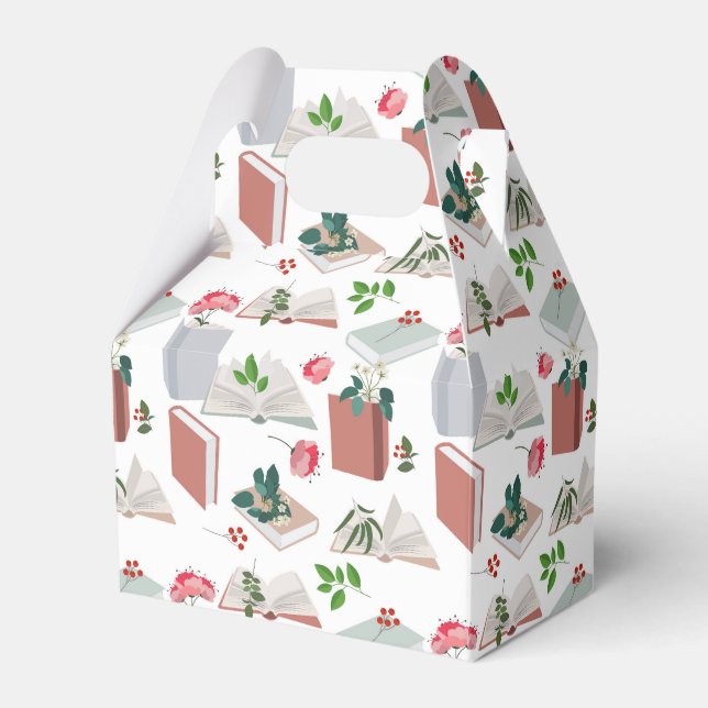 Botanical Books & Library Reading Pattern Favour Box (Front Side)