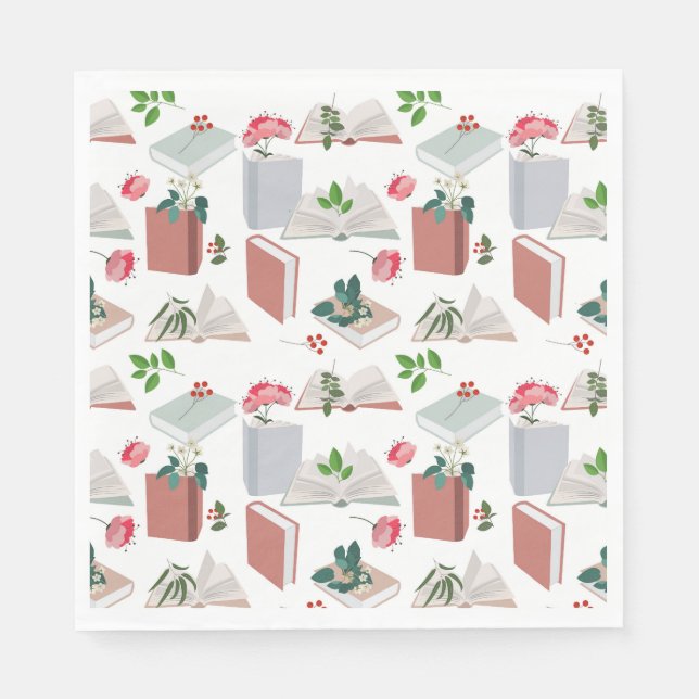 Botanical Books & Library Reading Pattern Napkin (Front)