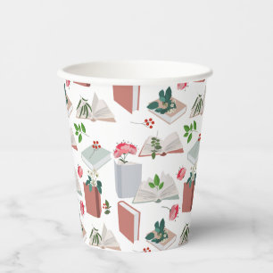 Botanical Books & Library Reading Pattern Paper Cups