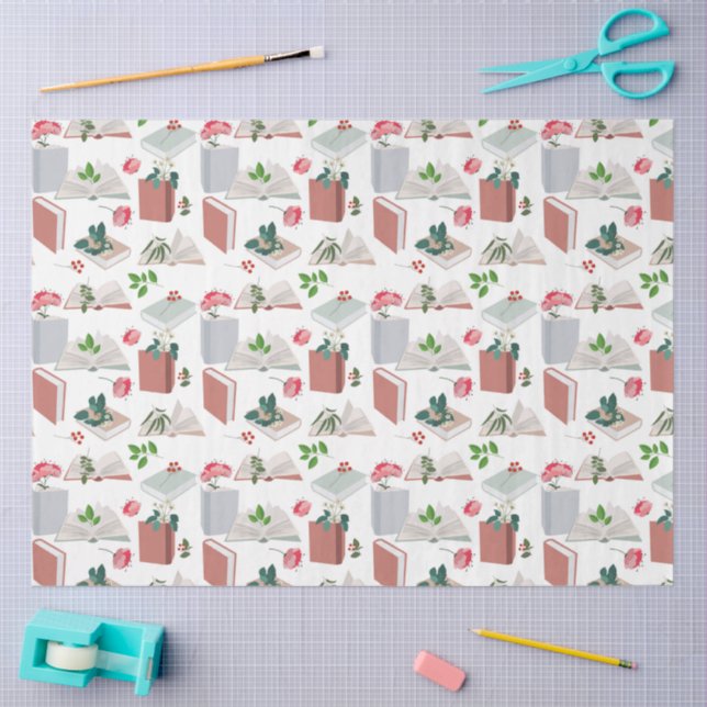 Botanical Books & Library Reading Pattern Tissue Paper (Craft)