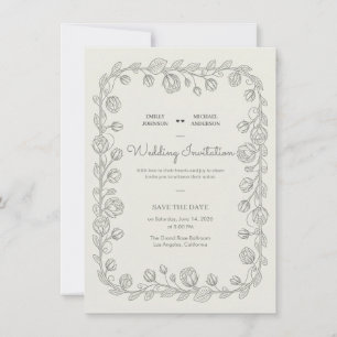 Botanical Border Antique French Vintage Elegant Invitation