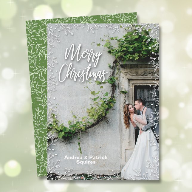 Botanical Border Christmas Photo Holiday Card (Creator Uploaded)