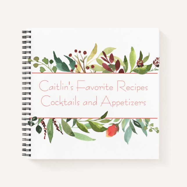 Botanical Border Recipes Kitchen Notebook (Front)