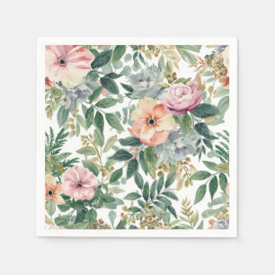 Botanical Bouquet Watercolor Eucalyptus Leaves Napkin