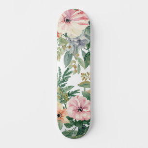 Botanical Bouquet Watercolor Eucalyptus Leaves Skateboard