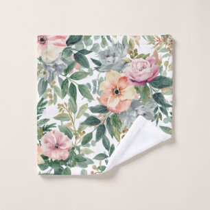 Botanical Bouquet Watercolor Eucalyptus Leaves Wash Cloth