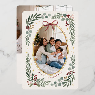 Botanical Bow Frame Merry Christmas Photo