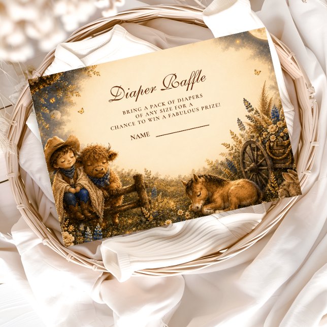Botanical Boy Western Boho Diaper Raffle Enclosure Card (Creator Uploaded)