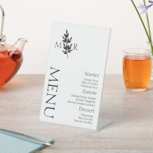 Botanical Branch Logo Wedding Menu Pedestal Sign