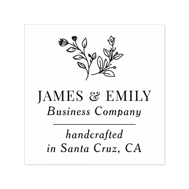 Botanical Branches Leaves Couple Business Company Self-inking Stamp (Design)