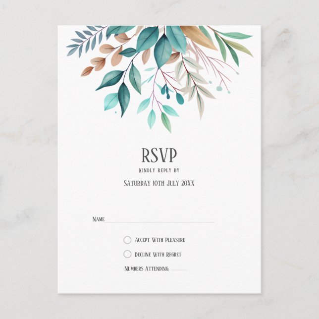 Botanical Branches watercolor theme Bright colors Postcard (Front)