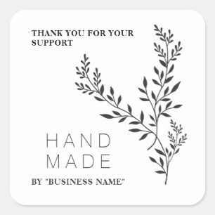 Botanical Branches White Simple Handmade Business Square Sticker