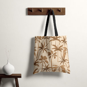 Botanical Breeze: Hand-Illustrated Palm Warm Tone Tote Bag