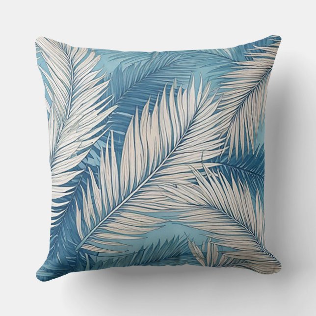 Botanical Breeze Palm Fronds Throw Pillow (Back)