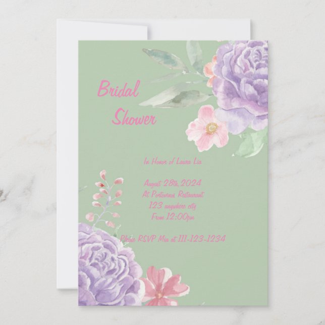 Botanical bridal shower invitation  (Front)