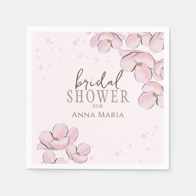 Botanical Bridal Shower Pink Floral Cherry Blossom Napkin (Front)