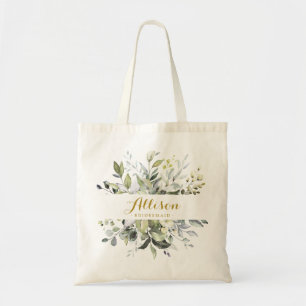 botanical Bridesmaid Personalized Tote Bag