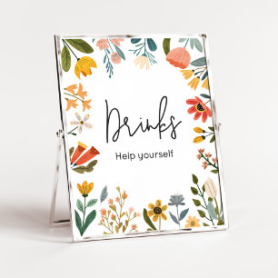 Botanical Bright Wildflower Baby Shower Drinks Poster