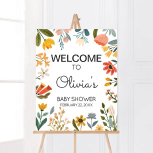 Botanical Bright Wildflower Baby Shower Welcome Poster
