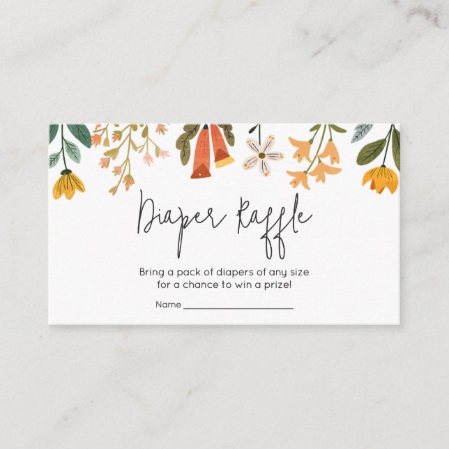 Botanical Bright Wildflower Diaper Raffle Enclosure Card (Front)
