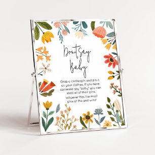 Botanical Bright Wildflower Don't Say Baby Poster