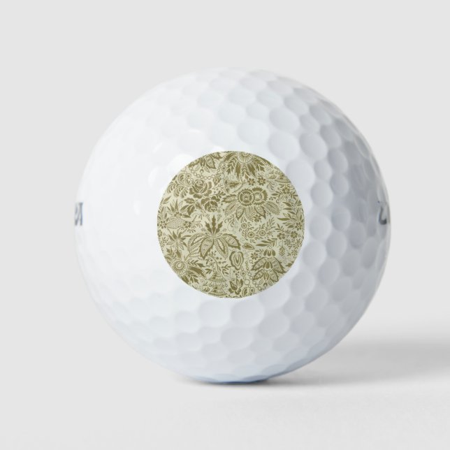 Botanical Brocade Toile Floral Green Sage Pattern Golf Balls (Front)