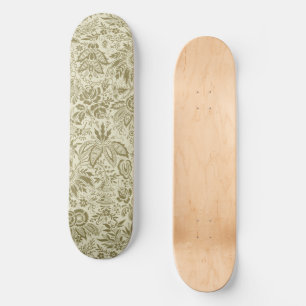 Botanical Brocade Toile Floral Green Sage Pattern Skateboard