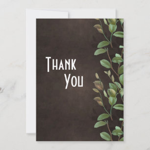 Botanical.Brown Floral Greenery Pretty Thank You Card