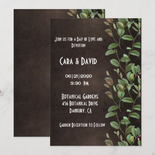 Botanical Brown Greenery Floral Elegant Wedding Invitation