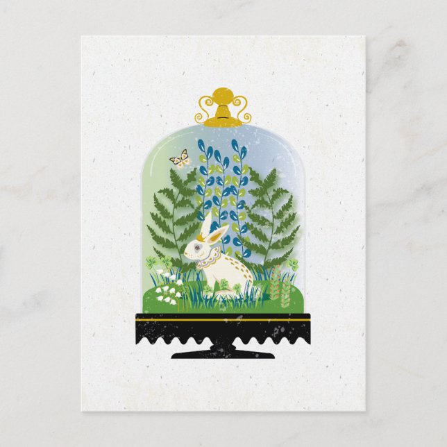 Botanical Bunny Rabbit Cloche 3 Postcard (Front)