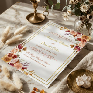 Botanical Burgundy and Cream Flowers Gold 