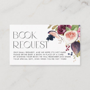 Botanical Burgundy Flowers and Figs Book Request Enclosure Card