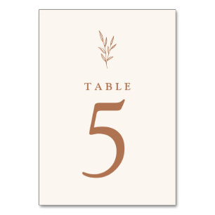 Botanical Burnt Orange Weddin Table Number