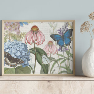 Botanical Butterfly Blue Garden Floral Decoupage Tissue Paper