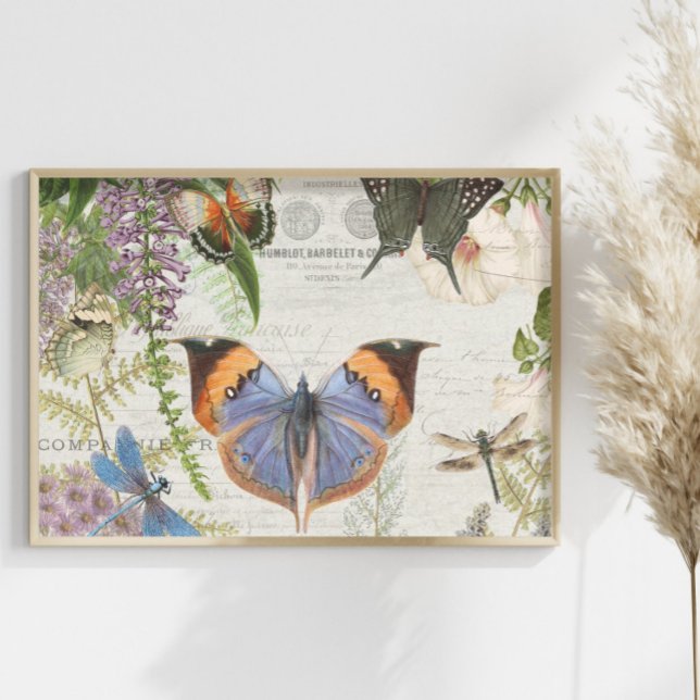 Botanical Butterfly Flower Garden Floral Decoupage Tissue Paper (Creator Uploaded)