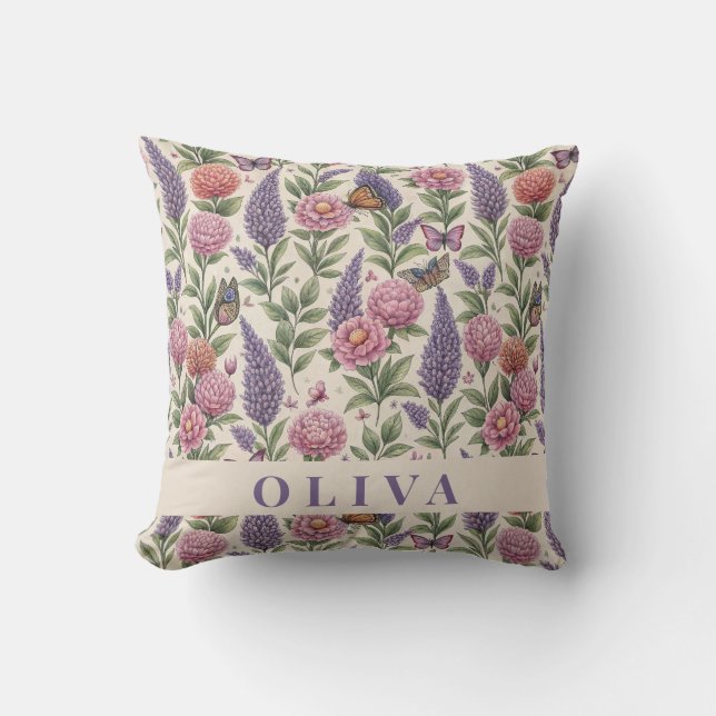 Botanical Butterfly Garden Accent Cushion (Front)