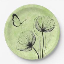 Botanical Butterfly Paper Plate-Minimalist Floral