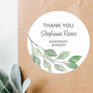 Botanical Calligraphy Jeweller Thank You Classic Round Sticker